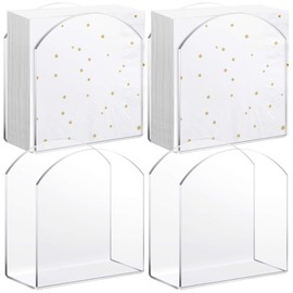 Patelai 4 Pack Crystal Acrylic Clear Napkin Holder for Table Tissue Paper Guest Towel Holder Standing Vertical Napkin Dispenser for Cocktail Beverage Kitchen Bar