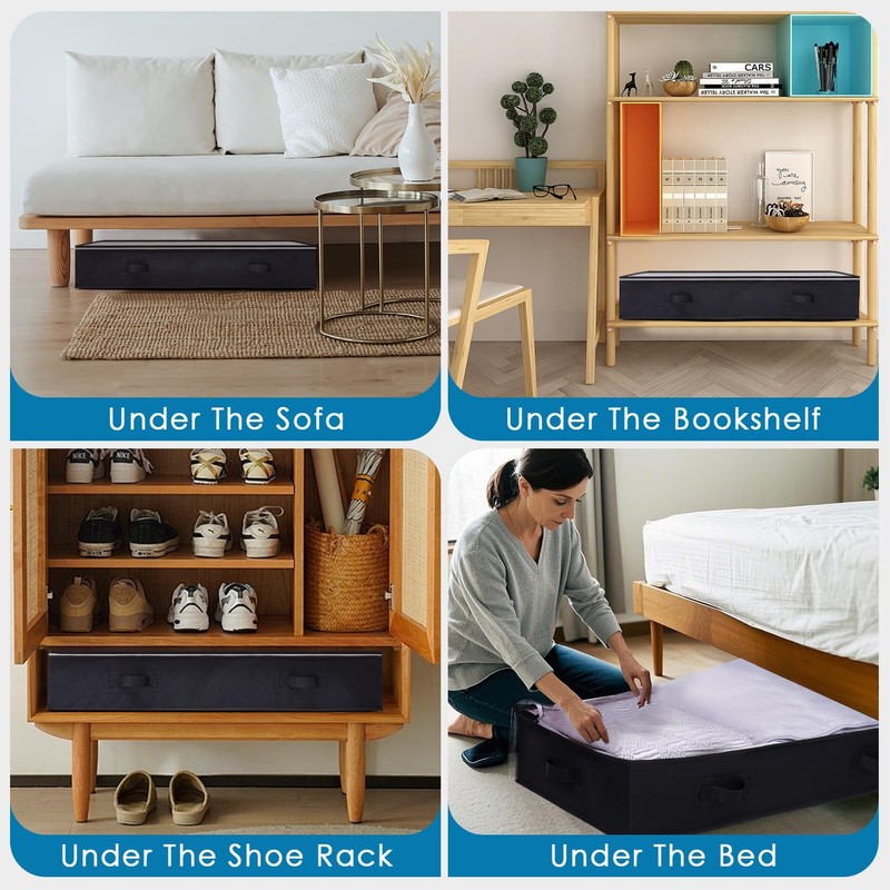 Boic 3 Packs 90L Under Bed Storage, Large Underbed Storage