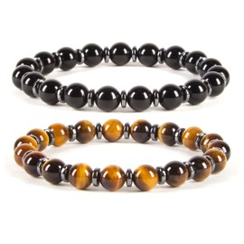 Cherry Tree Collection - Small, Medium, Large Sizes - Gemstone Beaded Bracelets For Women and Men - 8mm Round Beads (Protection Set - Medium)