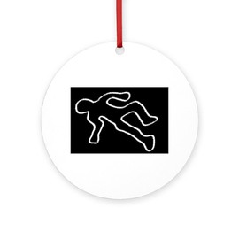CafePress Crime Scene Chalk Outline Round 4" MDF Holiday Ornament