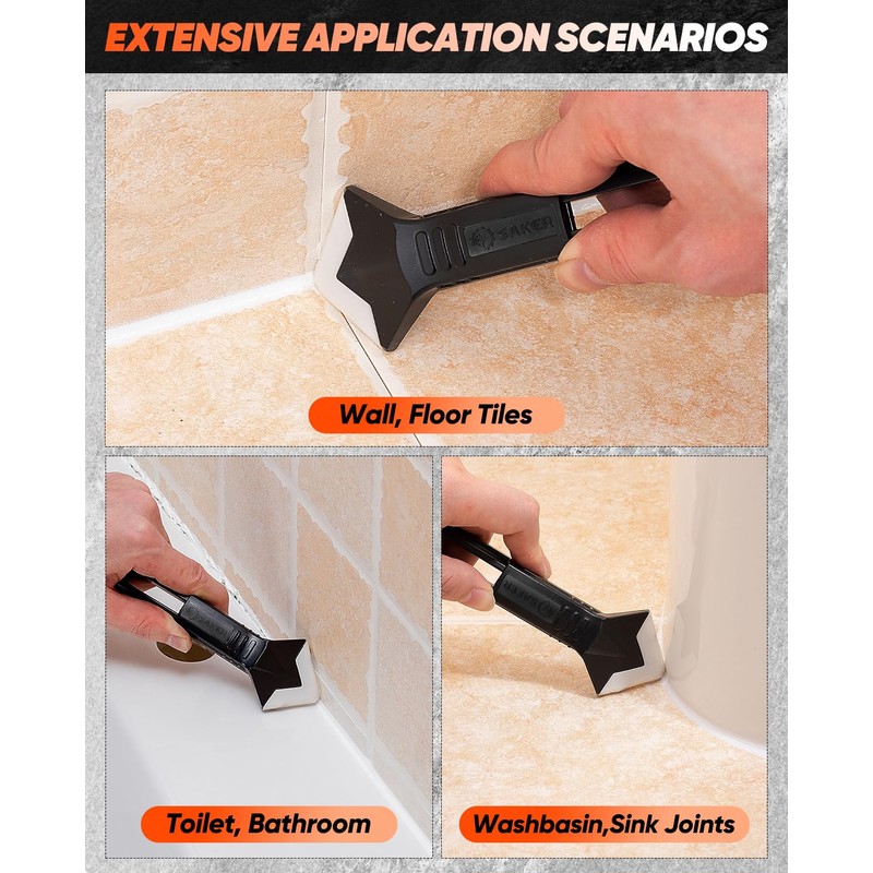 Saker Silicone Caulking Tools-3 in 1 Sealant Finishing Tool Grout