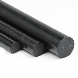 Polyamide PA6 round rod, black, diameter 40 mm, plastic rod in length 400 mm, polyamide round material cut to size