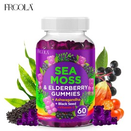 FRCOLA 71850mg Sea Moss & Elderberry Gummies with Ashwagandha, Black Seed, Vitamin C & Zinc – 60 Gummies for Natural Health, Immunity & Fitness Support