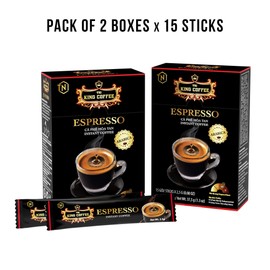 King Coffee Espresso Instant Coffee Vietnamese Coffee Arabica Instant Coffee Mix Medium Roast 15 sticks per box x 2.5g - Pack of 2