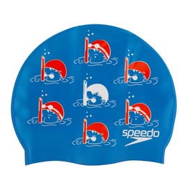 Speedo Men Boy's Junior Slogan Swimming Cap - Blue/Red, One Size