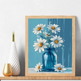 Natuyalo Paint by Numbers Kit for Adults Beginners, 16" Wx20 L Canvas Pictures Drawing Acrylic Paintwork with 3 Pcs Paintbrushes, Daisy in Vase