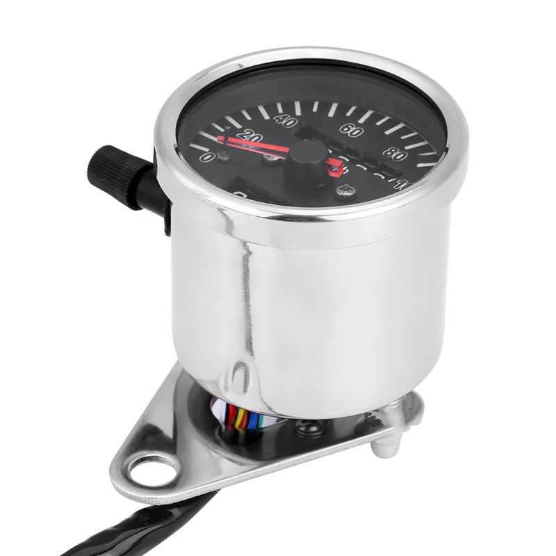 Cafe Racer Custom Motorcycle Mechanical Speedometer with LED Indicator Odometer
