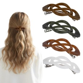 4-Pack Hair Clips, Large French Hair Barrettes for Women Non-Slip, Decorative Vintage Flat Claw French Hair Clips