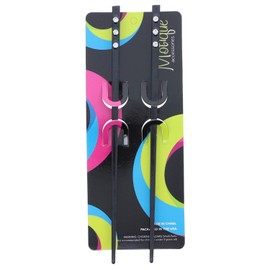 Set of 2 Hair Sticks with 3 Diamonds Chopsticks - Black