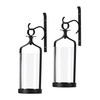 Souliron Hanging Hurricane Glass Wall Sconce Candle Holder Black Metal