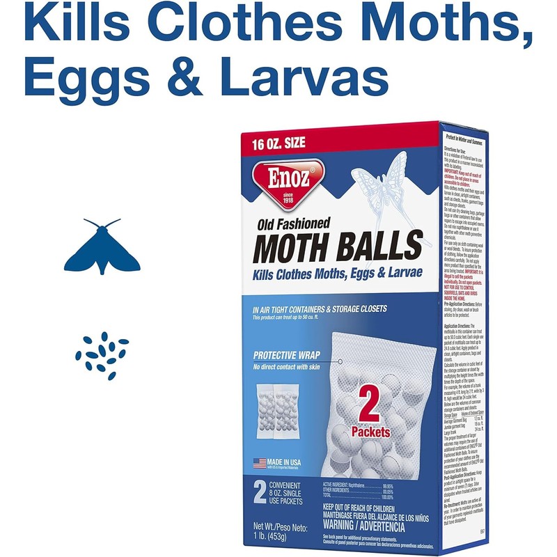Enoz E67.10 Old Fashioned Moth Balls, 1 lb, White