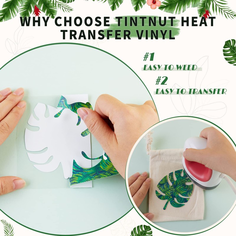 Tintnut Tropical Leaves Heat Transfer Vinyl - 10 Sheets 10x12