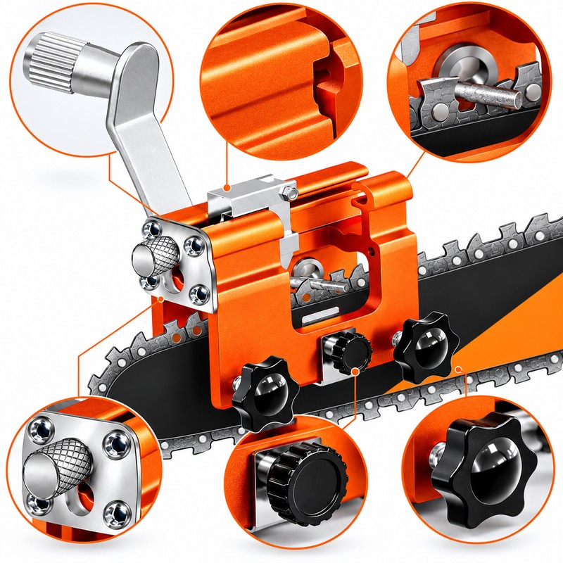 10 pcs Portable Chainsaw Chain Sharpening Jig – Hand-Crank Manual
