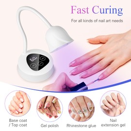 XSMNER UV Led Nail Lamp, Mini UV Light for Gel Nails Polish Luminoza 30W Rechargeable LED Nail Light Nail Dryer with 2 Timers & Auto Sensor, Fast Curing Goosenecks Lamp for Home DIY Manicure