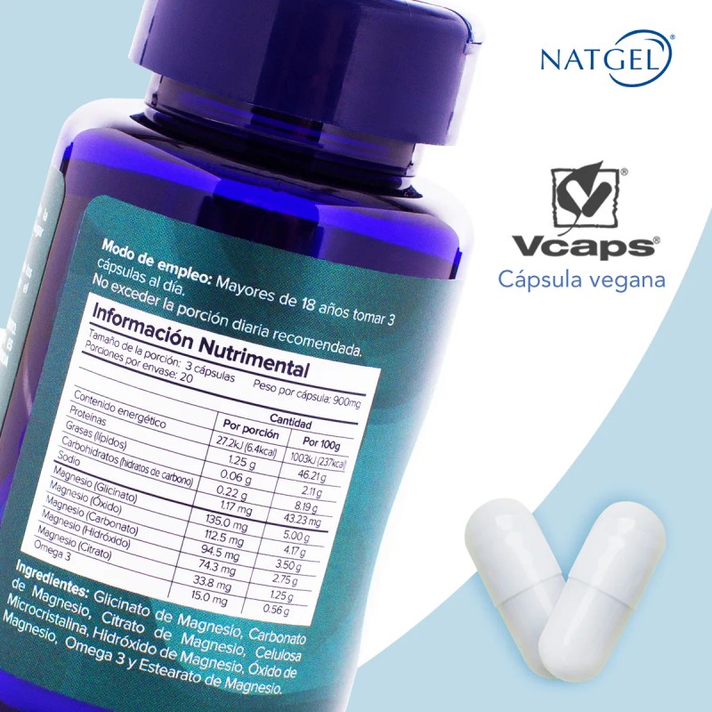 Magnesio Complex 5 Omega 3 60 Capsulas Vcaps Natgel Sin