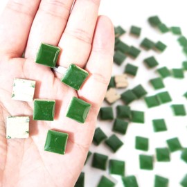 100 Square Mosaic Tiles - Bulk Pack, 16 Colors - Ceramic - 12mm - Dark Green
