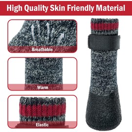 Mihachi Dog Socks Rubber Sole Paw Protectors with Straps Traction Control Anti-Slip Waterproof Boots Winter Paw Protectors