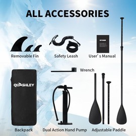 Quashley Inflatable Paddle Board 10.5'×32"×6" Stand Up Paddleboards Inflatable with Premium SUP Accessories,Durable Material and Non-Slip Deck,Removable Paddle Fins Blue