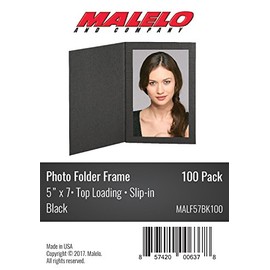 MALELO AND COMPANY Black Cardboard Photo Folder Frame 5x7 - Pack of 100