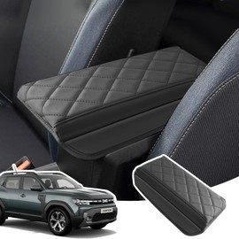 LANGBEAN Armlehnenabdeckung für Dacia Duster 3 2024 2025 2026, Mittelarmlehne Abdeckung aus Dickem PU-Leder, Duster III Armlehnenschutzhülle Mittelkonsole zur Die Armlehne um 3CM Erhöhen, Schwarz