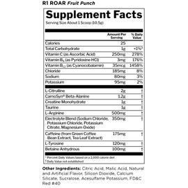Rule 1 R1 Roar - Pre-Workout Powder with Creatine, Beta-Alanine, Citrulline, Electrolytes & Caffeine (30 Servings, Fruit Punch)
