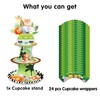 Jungle Animals Cupcake Stand with 20Pcs Cupcake Topper and Wrappers,3