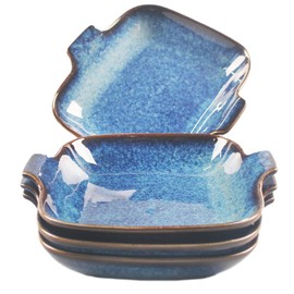 LIUYWYHCF Ceramics Au Gratin baking Dishes Set of 4, Baking Tray Bake ware, 10.2 oz Ramekins, for Pie Pan, Appetizer, Tart, Dessert, Quiche, Oven Small dish, individual dishes, Square 7.8 Inch