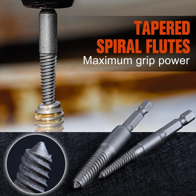 LEONTOOL 11Pcs Easy Out Screw Extractor Set, Titanium Coating Left