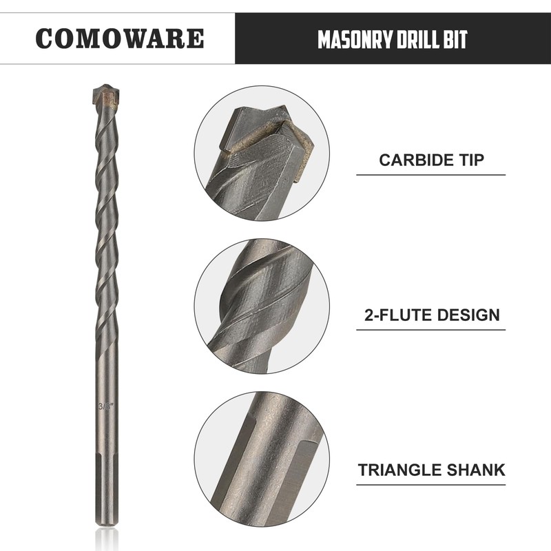 COMOWARE Concrete Drill Bit Set 7pcs, 3/16"-1/2", Masonry Drill Bit