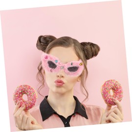 VALICLUD Plush Sunglasses Fuzzy Sunglasses Funny Party Glasses for Women, Pink Rhinestone Decor, Birthday, Wedding, Graduation Photo Booth Props