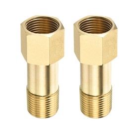 M METERXITY 2 Pack Extension Connector Pipe Fitting - Brass Hex Coupling, Converter Adapter, Apply to Industrial Use, (G3/8 Female to G3/8 Male 50mm, Golden)