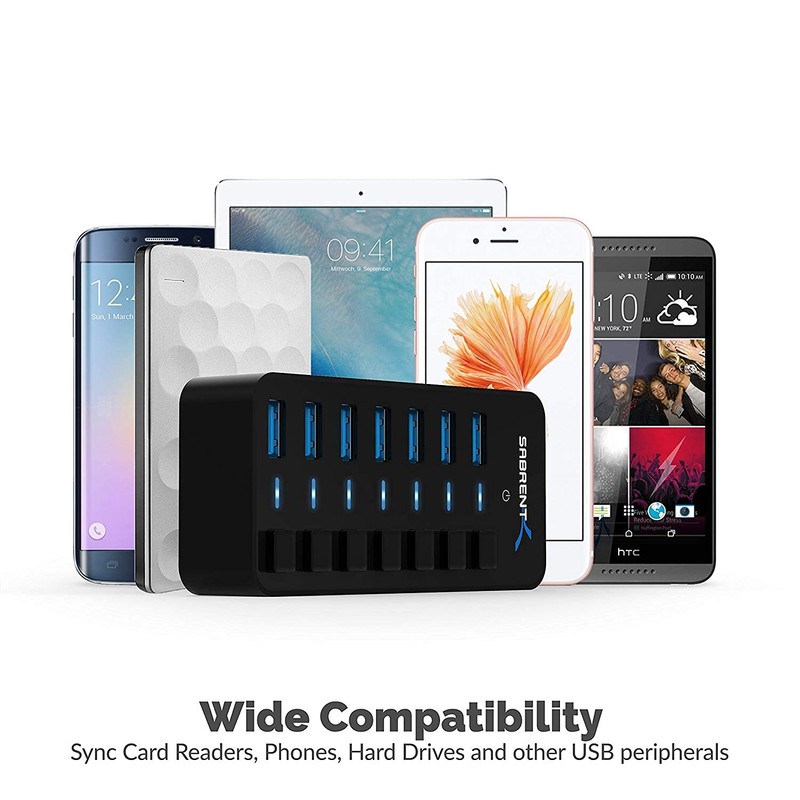 Sabrent Apagadores de Potencia Individuales y LED, 7-Port