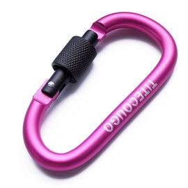 TITECOUGO Outdoor Carabiner, Stylish, Mountaineering, Small, Aluminum, D Hook, Heavy Duty, Screw Lock, Bungee Cord, Swing, Hammocks, Hammocks Hammock Tent, Camping Equipment, Keychain, Fishing, Hiking, Pets, Karabina, Pink, 1 Piece
