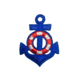 Miniblings Anchor Iron-On Badge / Iron-On Patch Lifebuoy Boat 65 x 50 mm Blue Iron-On Patch I Children Iron-On Patches for Iron-On