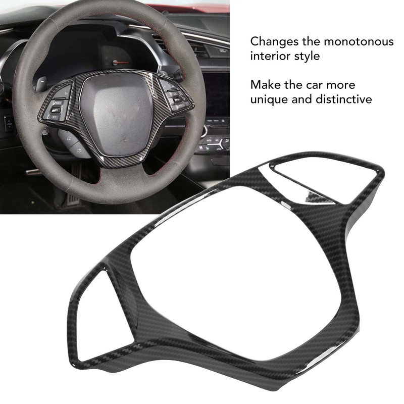 KIMISS Steering Wheel Cover Frame for Corvette C7 2014-2019 Carbon