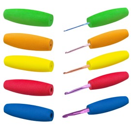 5Pcs Crochet Hook Grips, Ergonomic Crochet Hook Grip Set EVA Crochet Hook Handle for Arthritic Hand Crochet Accessories 5 Sizes Crochet Grip Fit 2 mm to 10 mm Hook (Without Crochet Hook), SATONBEYI