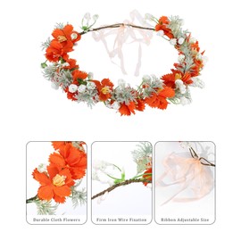 AWAYTR Leaf Flower Crown Garland Headpiece - Hair Floral Wreath Adjustable Flower Headbands for Bridal Wedding Festival Party Flower Leaves Crown