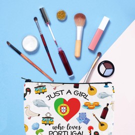 Gzrlyf Portugal Makeup Bag Just a Girl Who Loves Portugal Funny Portugal Portugal Travel Gifts Gift for Female Portugal (just Portugal)