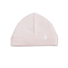 MORI Baby Soft & Gentle Organic Cotton Bamboo Hat in Blush Stripe - Unisex Design - Adjustable Roll-Up Length - Thermoregulating & Breathable - Sun Protection - Durable & Flexible - Newborn