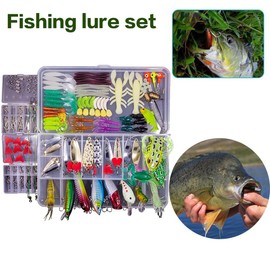 Pezlun Fishing Lures Kit Tackle Box Lures Soft Hard Bait for Bass Trout Salmon (B234PCS)