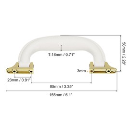 uxcell Luggage Handles, 155mm/6.1inch PU Leather Pull Handle Suitcase Case Replacement Handles with Screws for Case Suitcase Toolbox, White