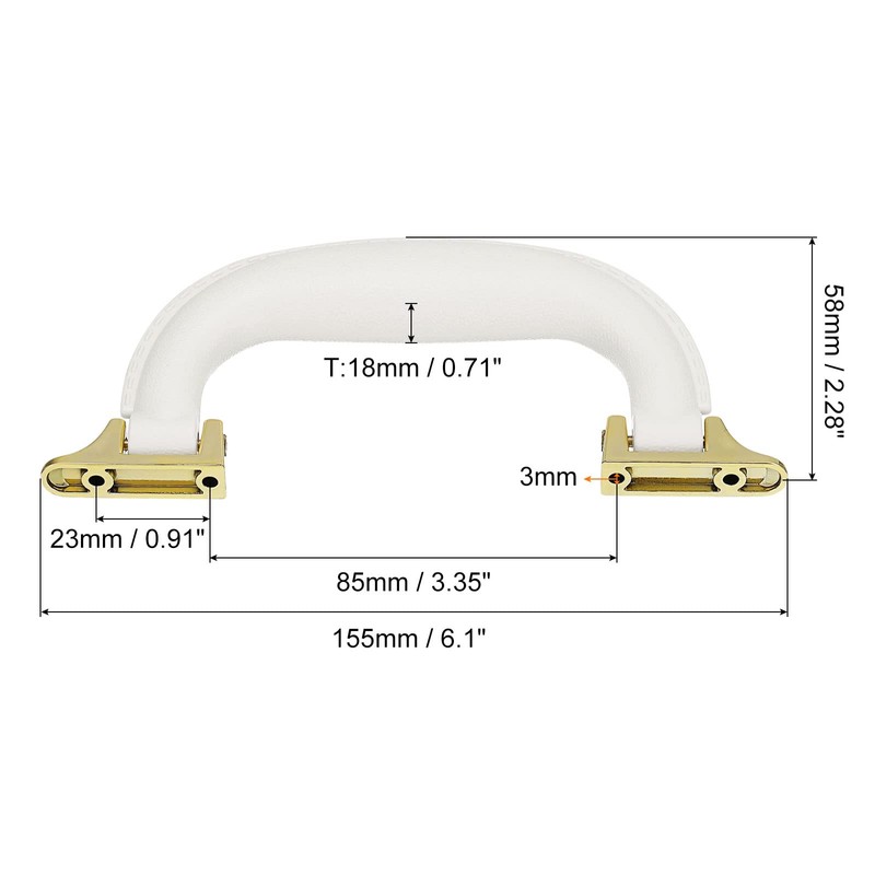 uxcell Luggage Handles, 155mm/6.1inch PU Leather Pull Handle Suitcase Case