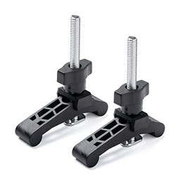 POWERTEC 71661 Mini T Track Hold Down Clamps Woodworking Series, 3-3/4” x ¾ Reinforced Plastic Clamps with Steel T-Bolts, 2 PK