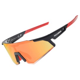 ROCKBROS Polarized Sunglasses for Men Women UV Protection Cycling Sunglasses Sport Glasses (Red Yellow)