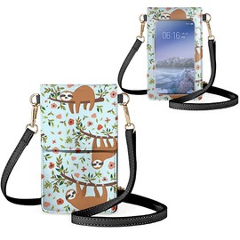 Biyejit Women's Small Crossbody Phone Shoulder Bags Card Holder Purse Touch Screen Bag, Cute Sloth