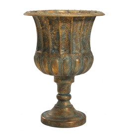 Worth Garden 24.5" H. Metal Urn Planters 1-Pack - Bronze Classic Antique Iron Plant Pots - Large Decorative Rustic Flower Pots for Outdoor Use - Traditional Urn Planter for Patio, Front Porch