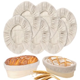 6 Packs Oval Banneton Cloth Liner for Bread Sourdough Proofing Basket，10 inches，Natural Rattan Bread Proofing Cover for Banneton Basket Homemade Baking Dough（Basket Not Included）