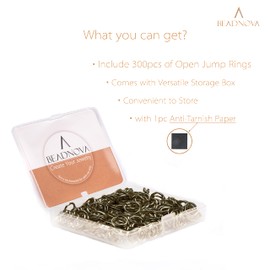 BEADNOVA 10mm Jump Rings Copper Jewelry Open Jump Rings for Jewelry Making Accessories Makings for Keychains (300Pcs)