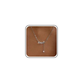 Atentuyi Boho Cz Pendant Necklace Choker Silver Crystal Leaf Necklace Lariat Teardrop Cz Necklace Cz Y Necklace Dainty Chain Necklace Jewelry for Women and Girls
