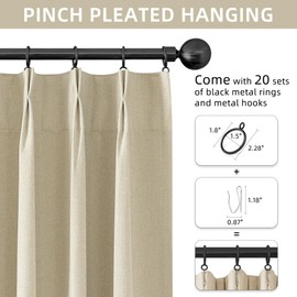 Natural Linen Blackout Curtains 90 Inches Long for Living Room Thermal Noise Cancelling Sliding Door Total Blackout Two Pages Pinch Pleated Curtains for Modern Farmhouse Living Room 40x90 Sand Beige